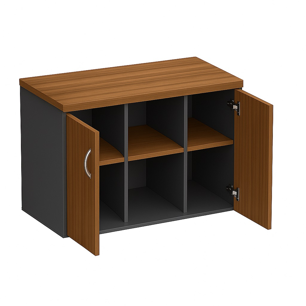 Armário baixo Credenza 1,20x0,45x0,75m - Cor Nogal/Preto - 1215 - Imagem 2