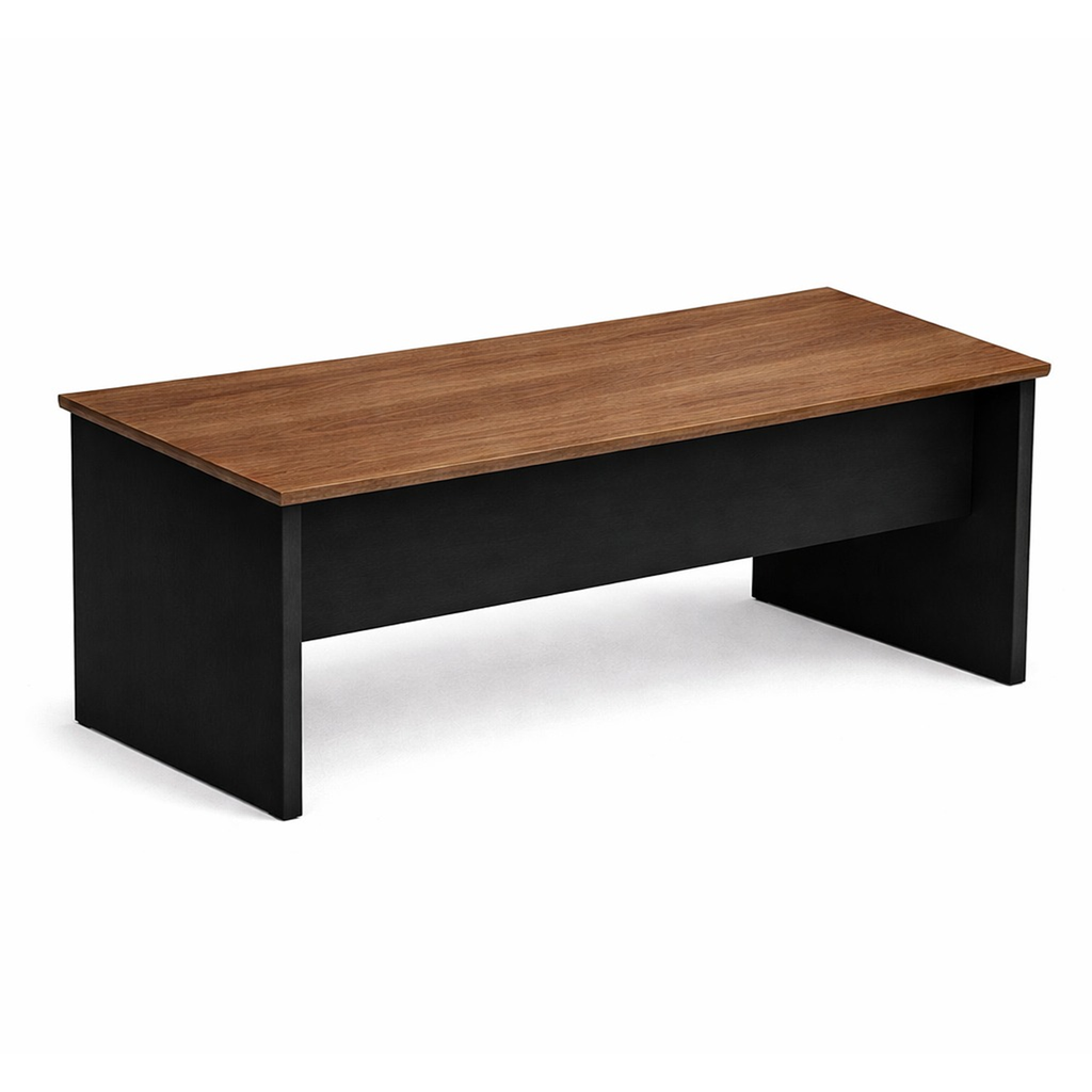 Mesa Reta Pé Painel 1,70x0,70 s/ gavetas - Cor Nogal/Preto - 1205