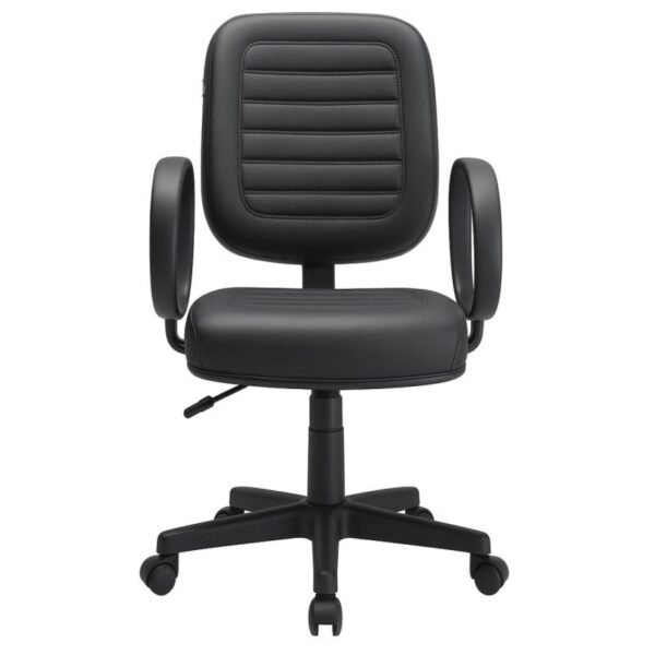 Cadeira Diretor Costurada Giratória – Braços Corsa – Courino Preto – Móveis Supremo- 2302 - Imagem 2