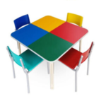Conjunto QUADRADO 4 Cadeiras FORMICADA INFANTIL 2 a 5 Anos MR PLAST - 4109