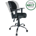 Cadeira Executiva Back System Costurada com Braços Reguláveis - Base Cromada - Móveis Supremo - 2109