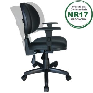 Cadeira Executiva Back System Lisa c/ Braços Reguláveis - Cor Preta - Móveis Supremo - 2104