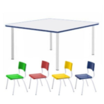 Conjunto escolar c/ 04 Cadeiras Colorido 6 a 9 Anos- Móveis Supremo – 4121