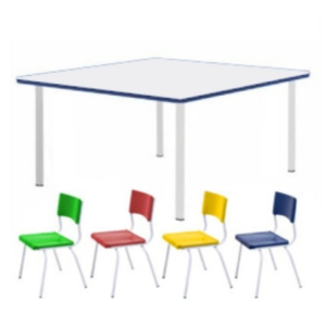 Conjunto escolar c/ 04 Cadeiras Colorido 6 a 9 Anos- Móveis Supremo – 4121