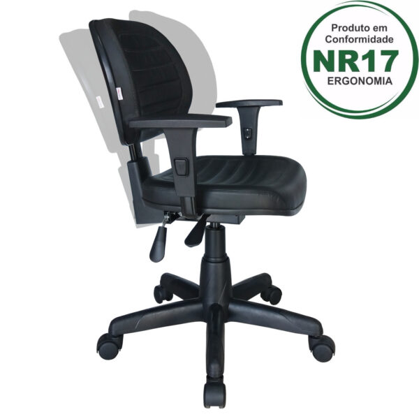 Cadeira Executiva Back System COSTURADA com Braços Reguláveis – Cor Preta – Móveis Supremo - 2108 - Imagem 4