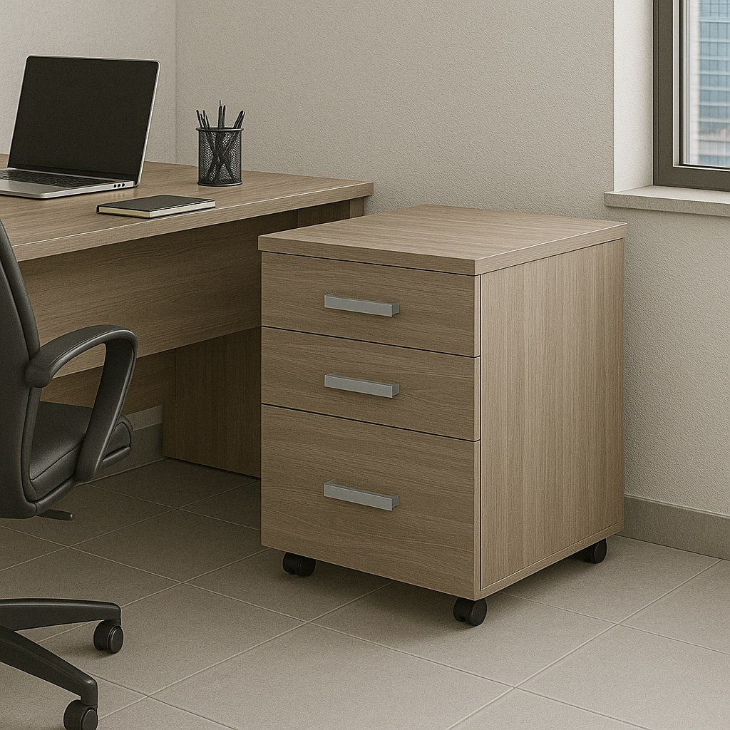 Gaveteiro Volante 03 Gavetas - 0,70x0,46x0,45m - Cor Fresno Sbiancatto - Marzo Vitorino - 1007 - Imagem 4