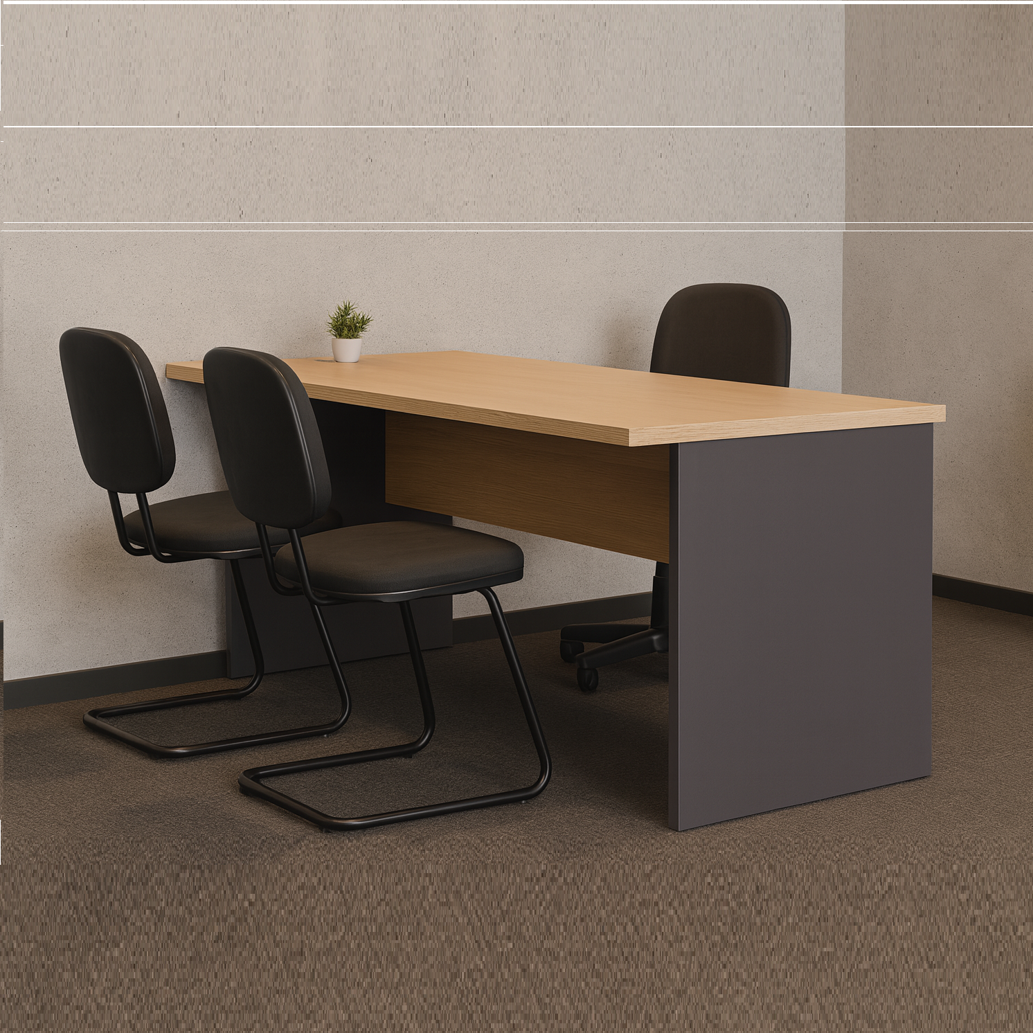 Cadeira Secretária '' S '' – Corino Preto – Móveis Supremo - 9903 - Imagem 2