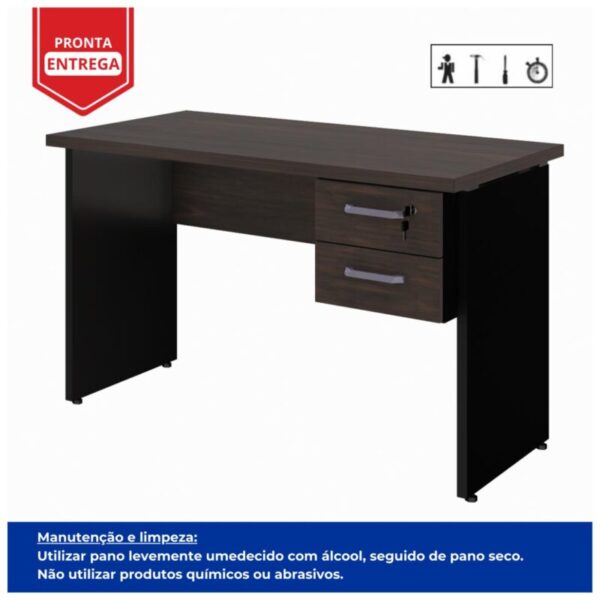 Mesa de Escritório com Gavetas 1,20×0,60m – MARSALA/PRETO – 1102 - Imagem 2