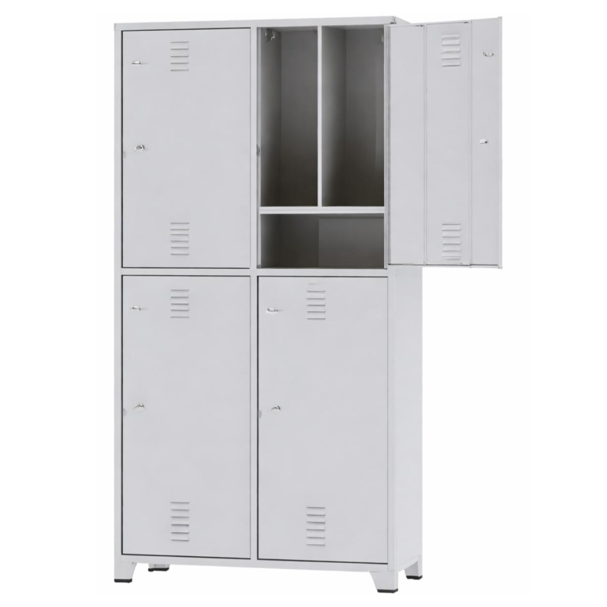 Roupeiro de Aço Reforçado pés de metal INSALUBRE com 04 Portas – 1,96×1,00×0,41m -3215
