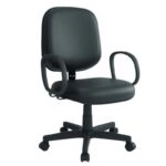 Cadeira Diretor LISA Giratória – Braços Corsa – Corino Preto – Móveis Supremo - 2301