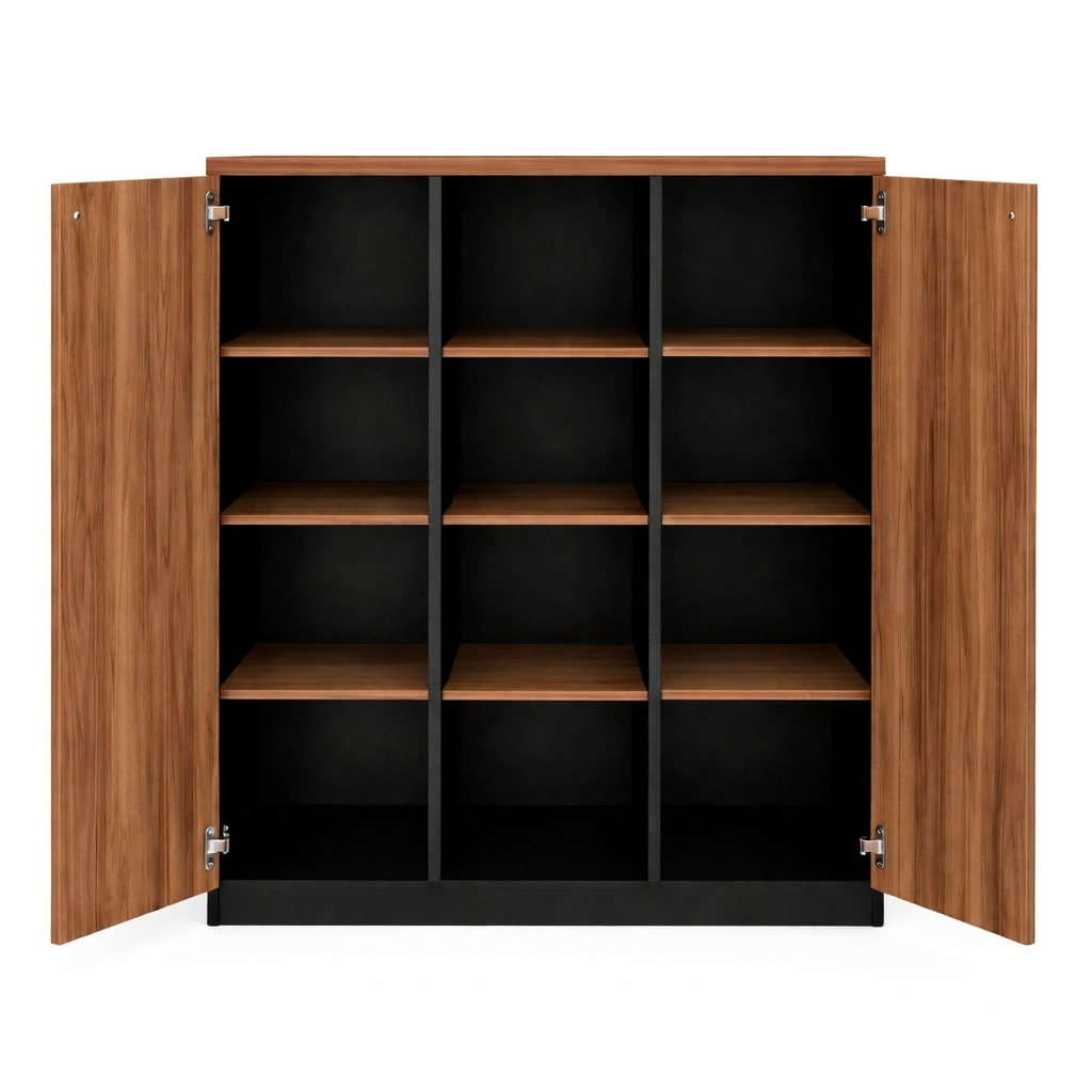 Armário Alto Credenza com Nicho – 1,61×1,20×0,45m- NOGAL SEVILHA/PRETO - 1925 - Imagem 2