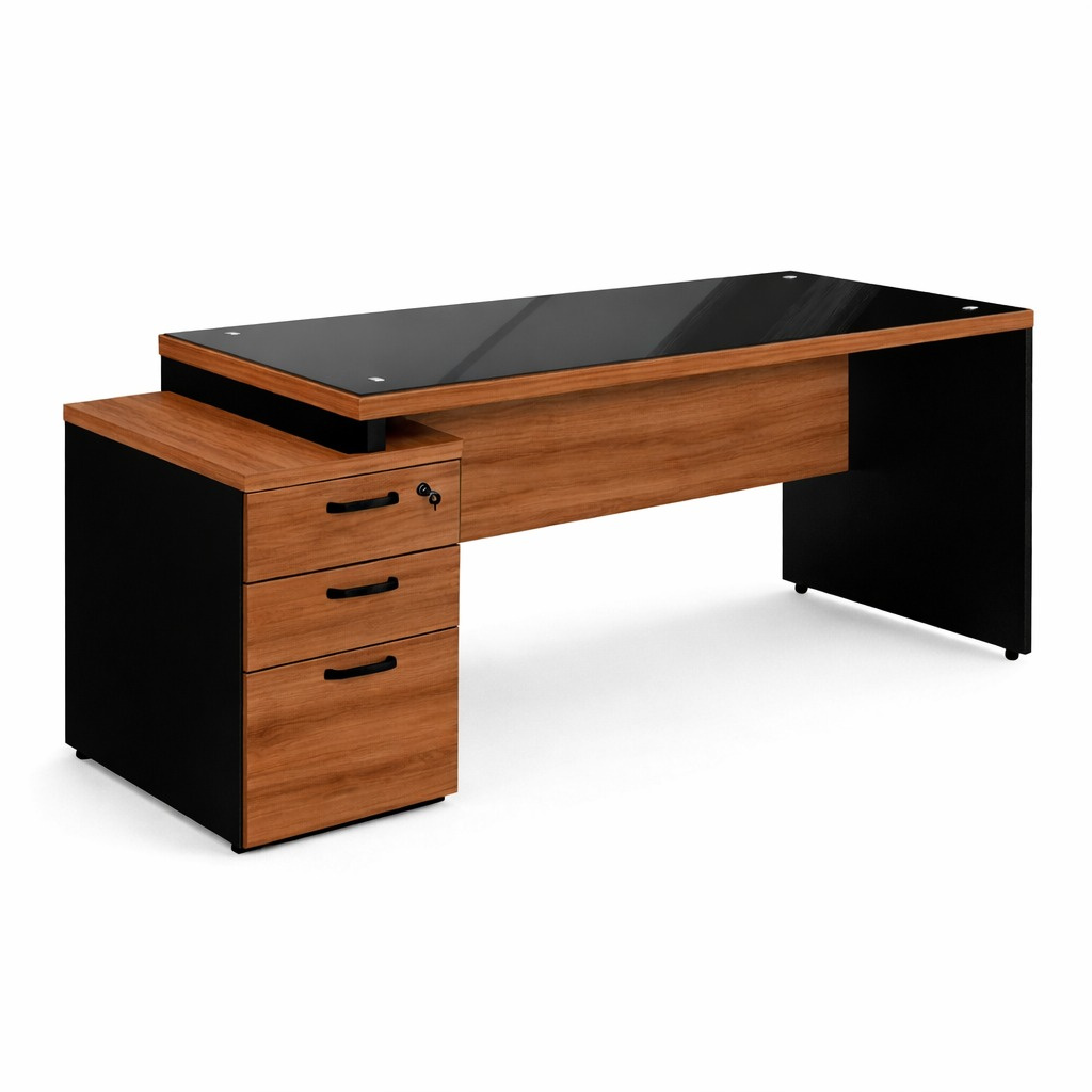 Mesa PEDESTAL RETA C/ VIDRO (03 Gav.) – 1,92X0,70m - 1915