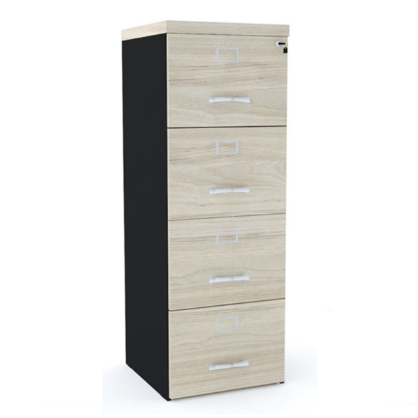 Arquivo 04 Gavetas cor casablanca/preto - Pandin - 1321