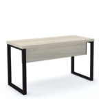 Mesa reta 1,20x0,60 Pé Tubular s/ gavetas cor casablanca/preto - Pandin - 1303