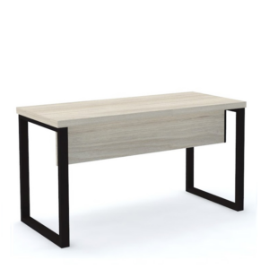 Mesa reta 1,20x0,60 Pé Tubular s/ gavetas cor casablanca/preto - Pandin - 1303
