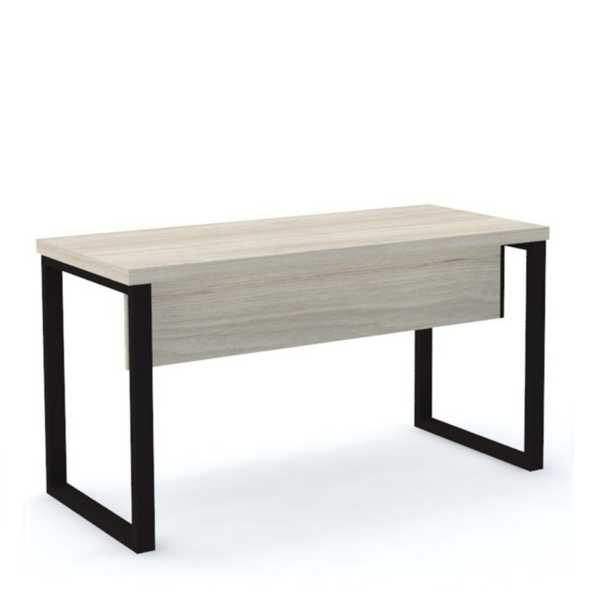 Mesa reta 1,20x0,60 Pé Tubular s/ gavetas cor casablanca/preto - Pandin - 1303