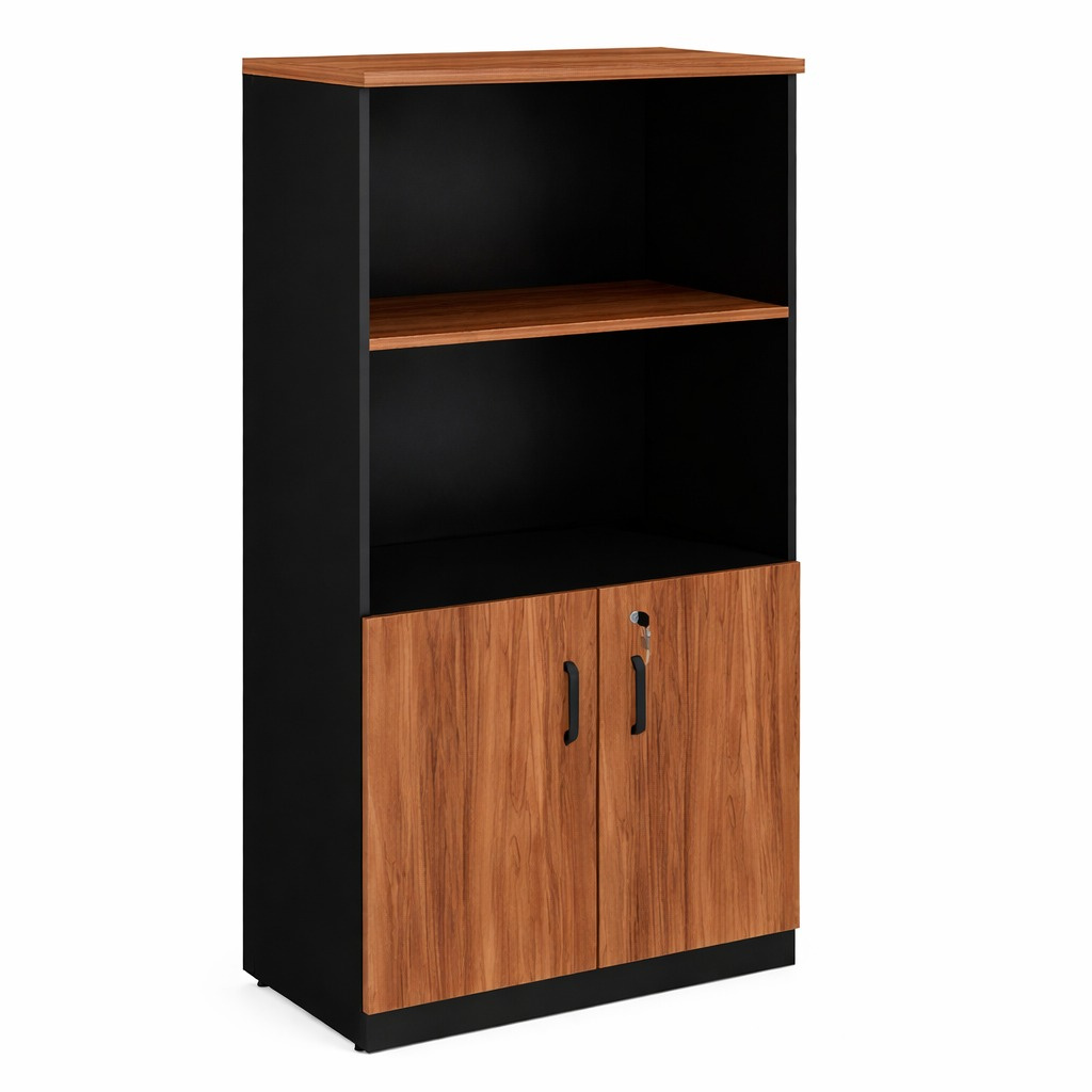 Armário Alto Semi-Aberto – 1,60×0,80×0,45m– NOGAL SEVILHA/PRETO - 1924