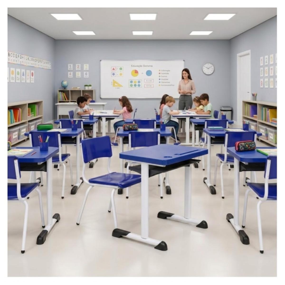 Kit Escolar Individual (Mesa e Cadeira) – INFANTIL 03 a 06 Anos – Cor Azul - 4101 - Imagem 3