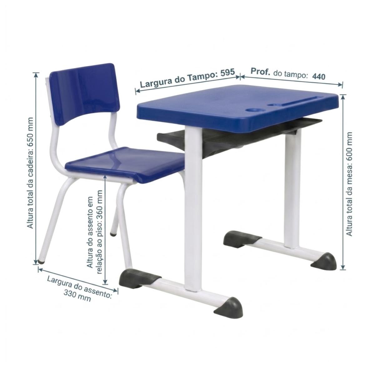 Kit Escolar Individual (Mesa e Cadeira) – INFANTIL 03 a 06 Anos – Cor Azul - 4101 - Imagem 6