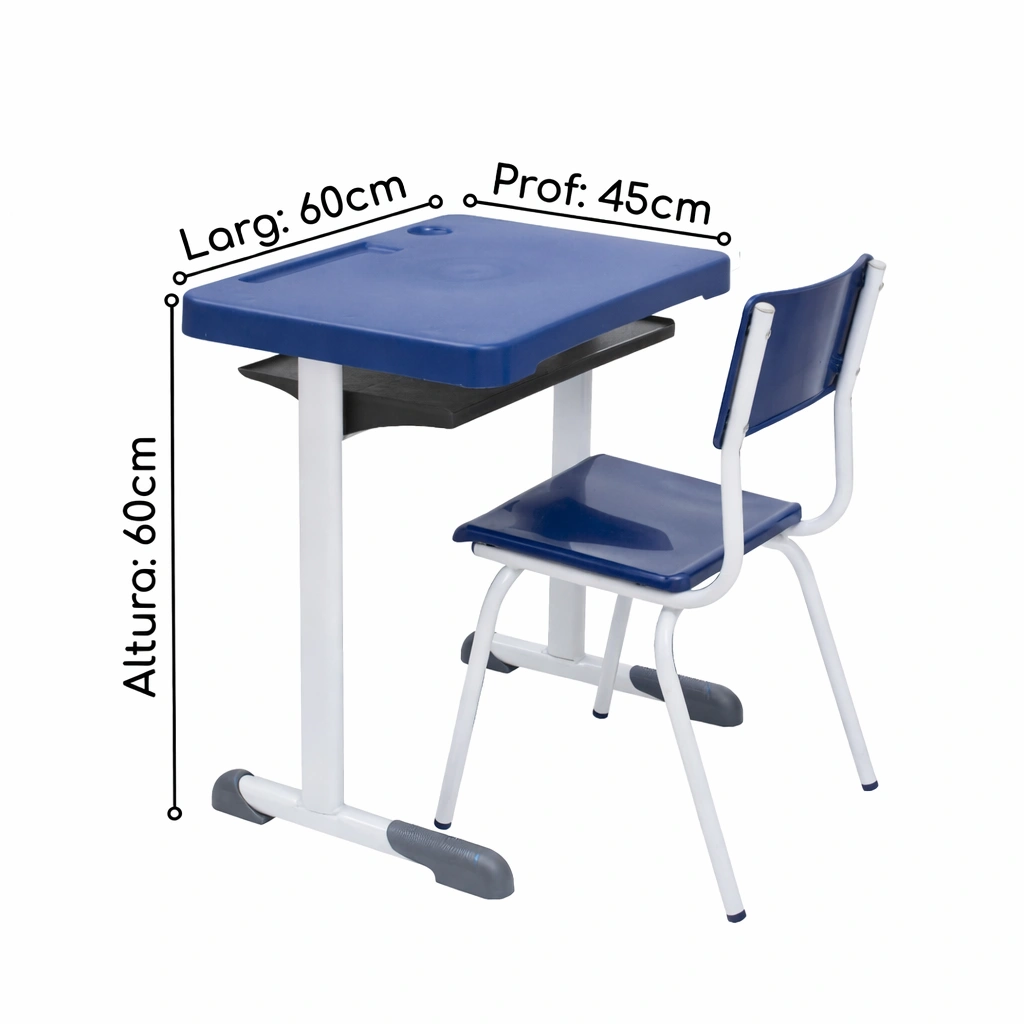 Conjunto Escolar Individual – (Mesa e Cadeira) – JUVENIL 06 a 09 Anos - Cor Azul - 4113 - Imagem 4