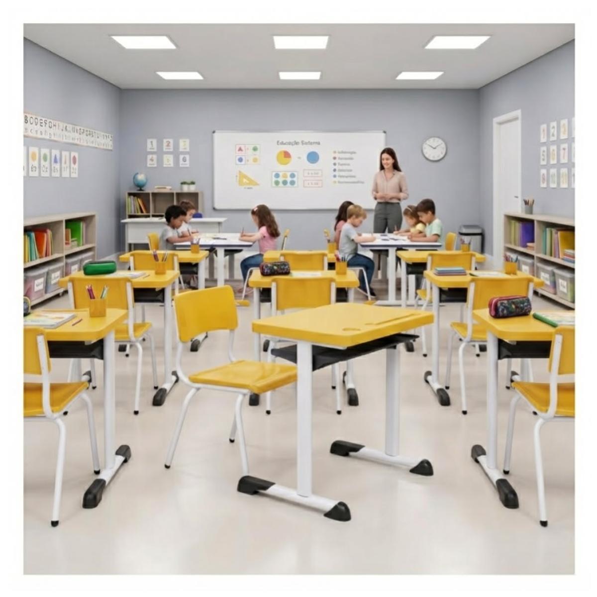 Kit Escolar Individual (Mesa e Cadeira) – INFANTIL 03 a 06 Anos - Cor Amarelo - 4103 - Imagem 3