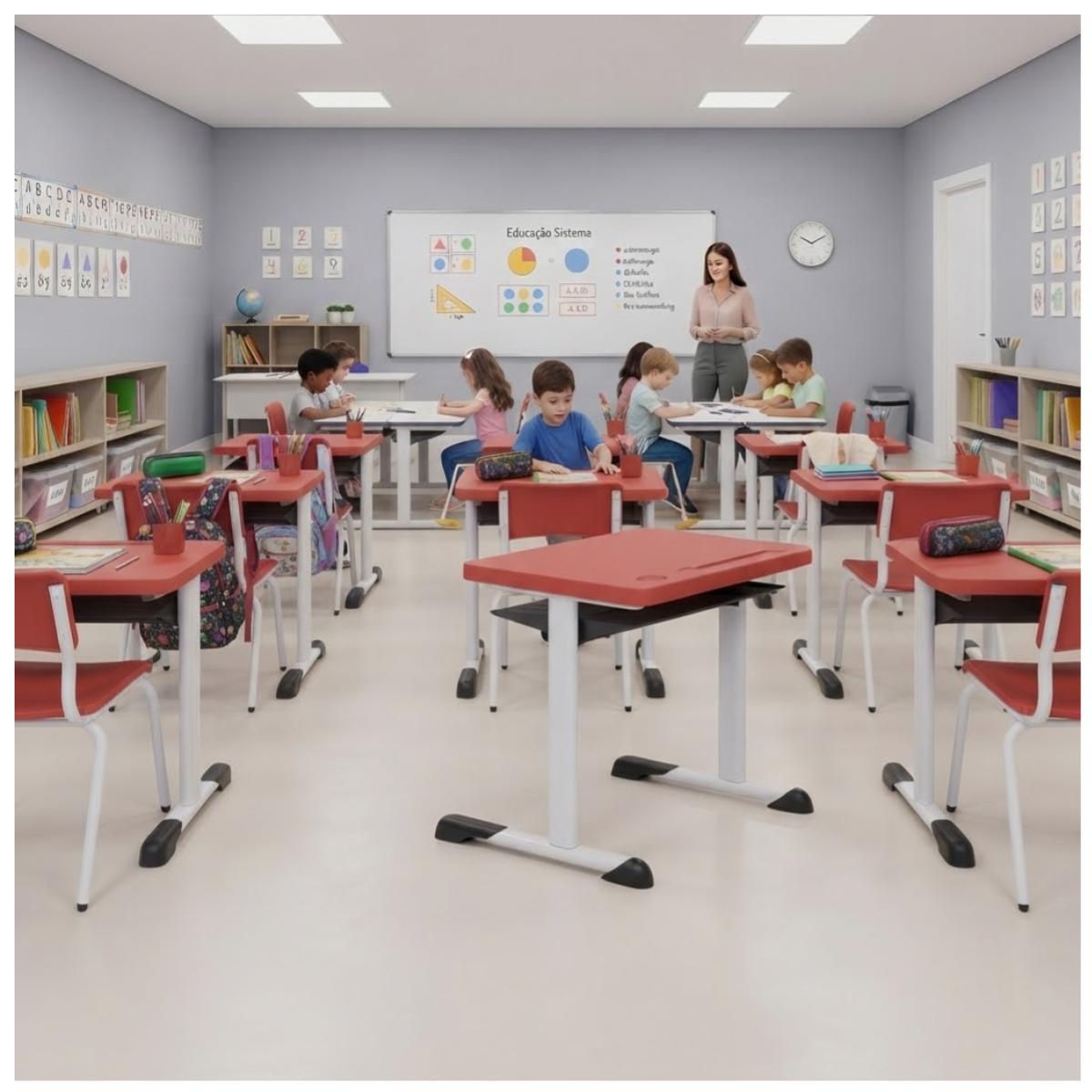 Kit Escolar Individual (Mesa e Cadeira) – INFANTIL 03 a 06 Anos - Cor Vermelho - 4104 - Imagem 6