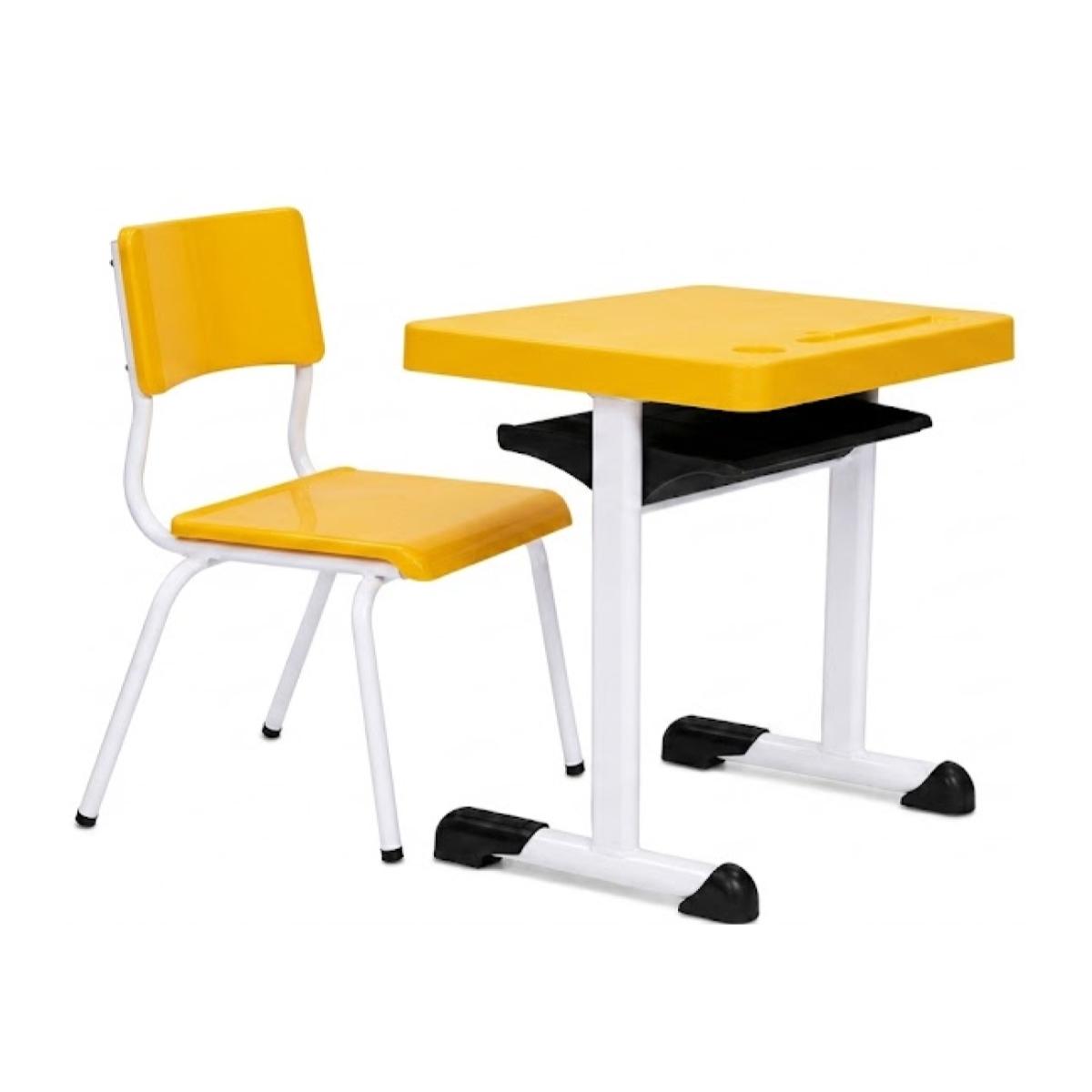 Kit Escolar Individual (Mesa e Cadeira) – INFANTIL 03 a 06 Anos - Cor Amarelo - 4103