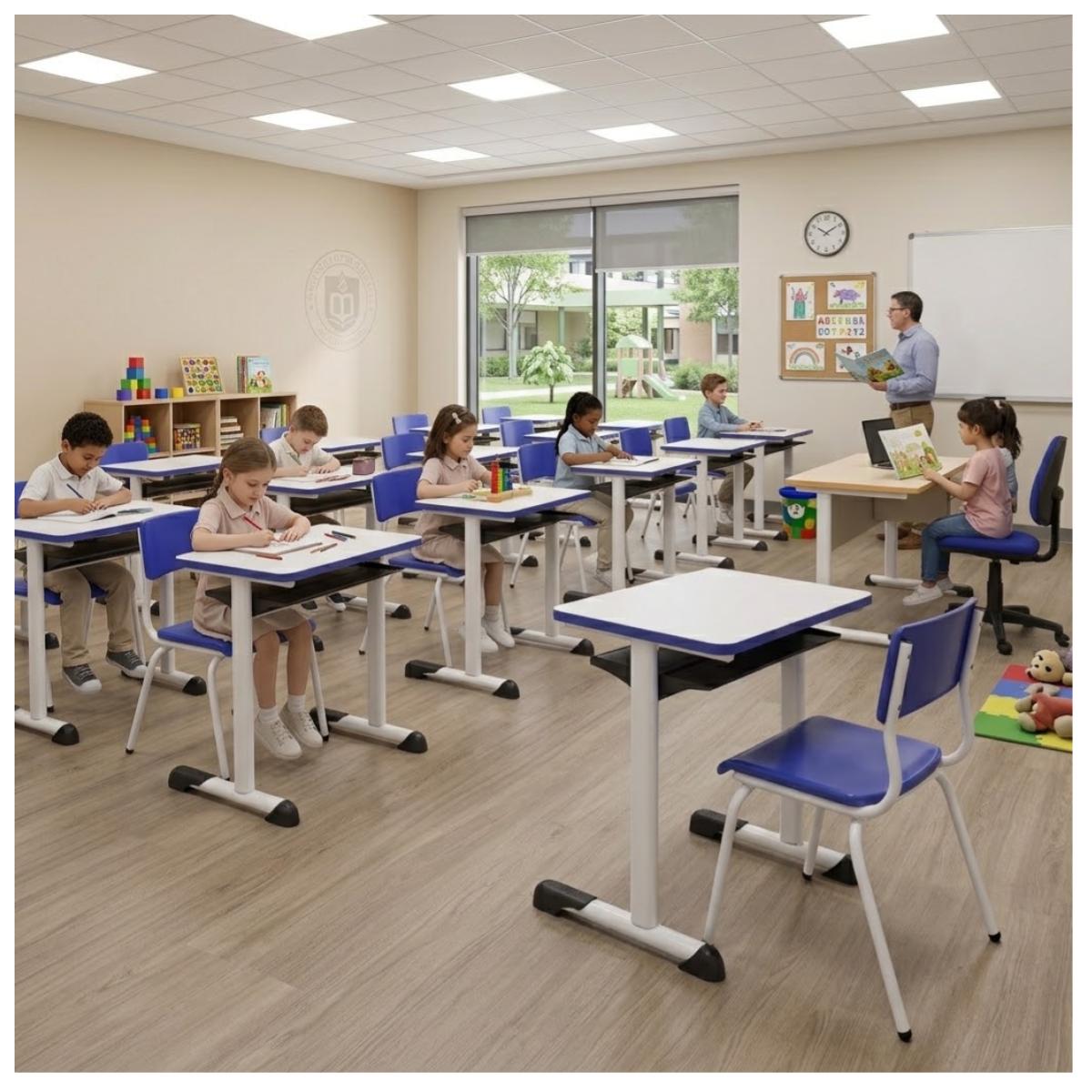 Conjunto Escolar Individual – (Mesa e Cadeira) – INFANTIL – MDF – Cor Azul - 4105 - Imagem 5