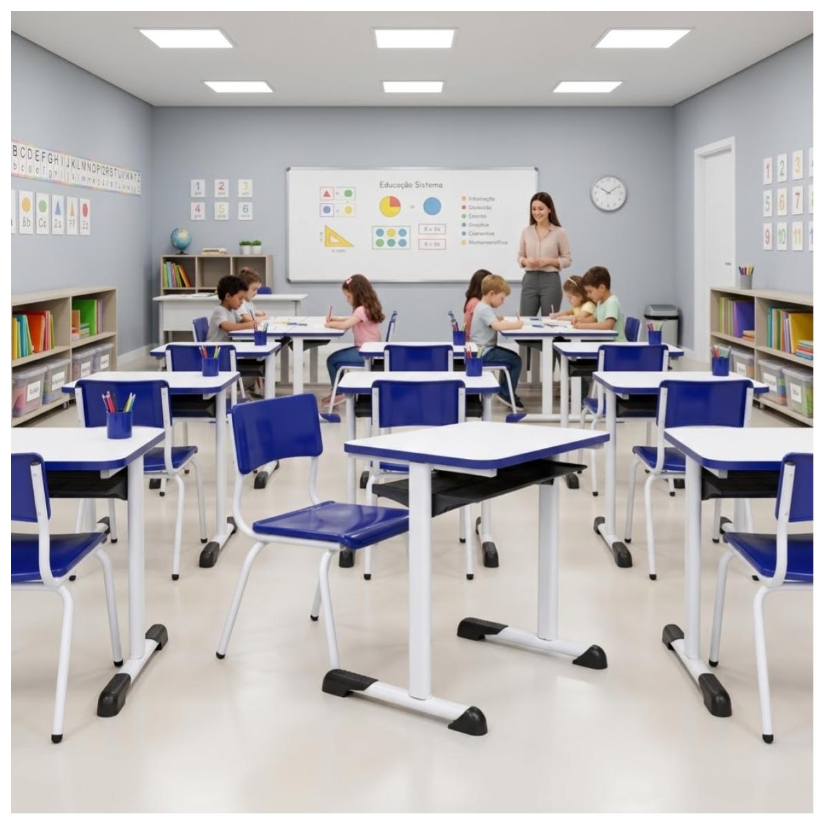 Conjunto Escolar Individual – (Mesa e Cadeira) – INFANTIL – MDF – Cor Azul - 4105 - Imagem 7