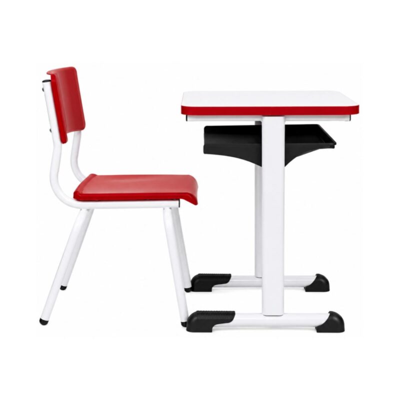Conjunto Escolar Individual – (Mesa e Cadeira) – INFANTIL – MDF – Cor Vermelho - 4107