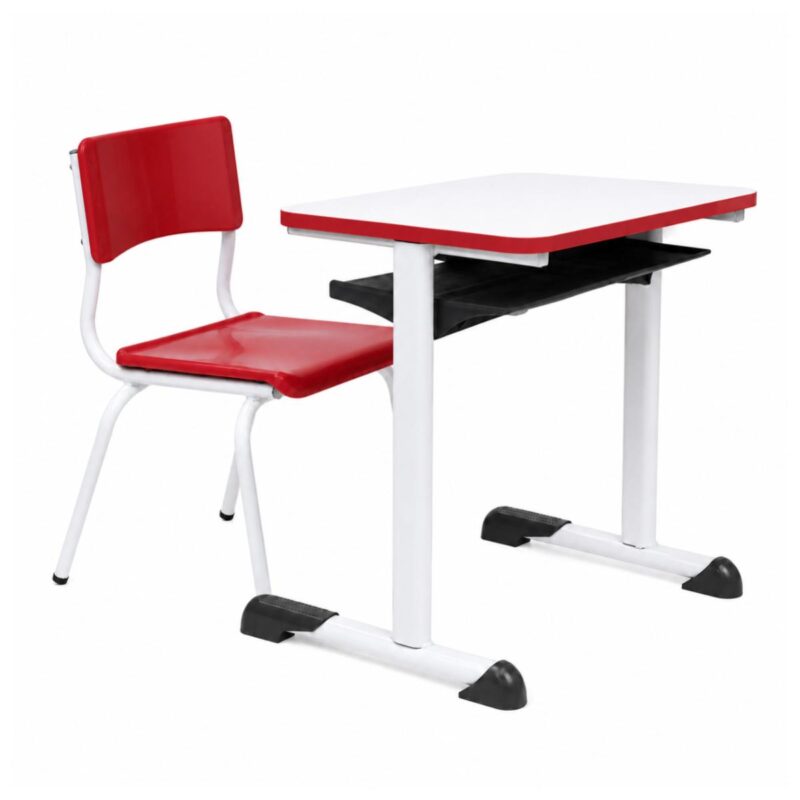 Conjunto Escolar Individual – (Mesa e Cadeira) – INFANTIL – MDF – Cor Vermelho - 4107 - Imagem 6
