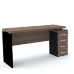 Mesa Reta Pedestal 4 Gavetas 1,70x0,70cm Cor Walnut/Preto – Pandin - 1355