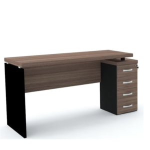 Mesa Reta Pedestal 4 Gavetas 1,70x0,70cm Cor Walnut/Preto – Pandin - 1355