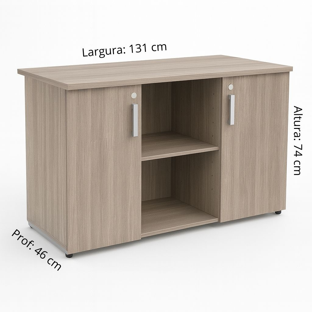 Armário Baixo Credenza com 2 Portas - Cor Fresno Sbiancatto - Marzo Vitorino - 1009 - Imagem 3