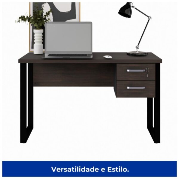 Mesa Escritório PÉ QUADRO – 1,20×0,60m – C/ Gavetas – MARSALA/PRETO - 1141 - Imagem 2