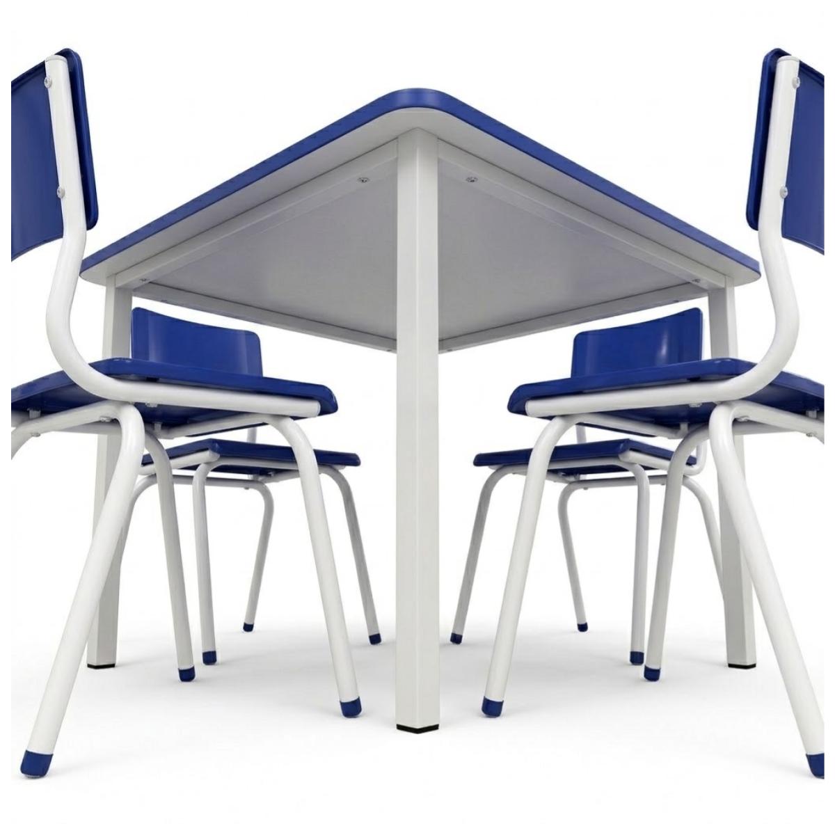 Conjunto QUADRADO c/ 04 Cadeiras Cor AZUL – TAMPO BRANCO – INFANTIL 02 a 06 Anos - Móveis Supremo - 4170 - Imagem 2
