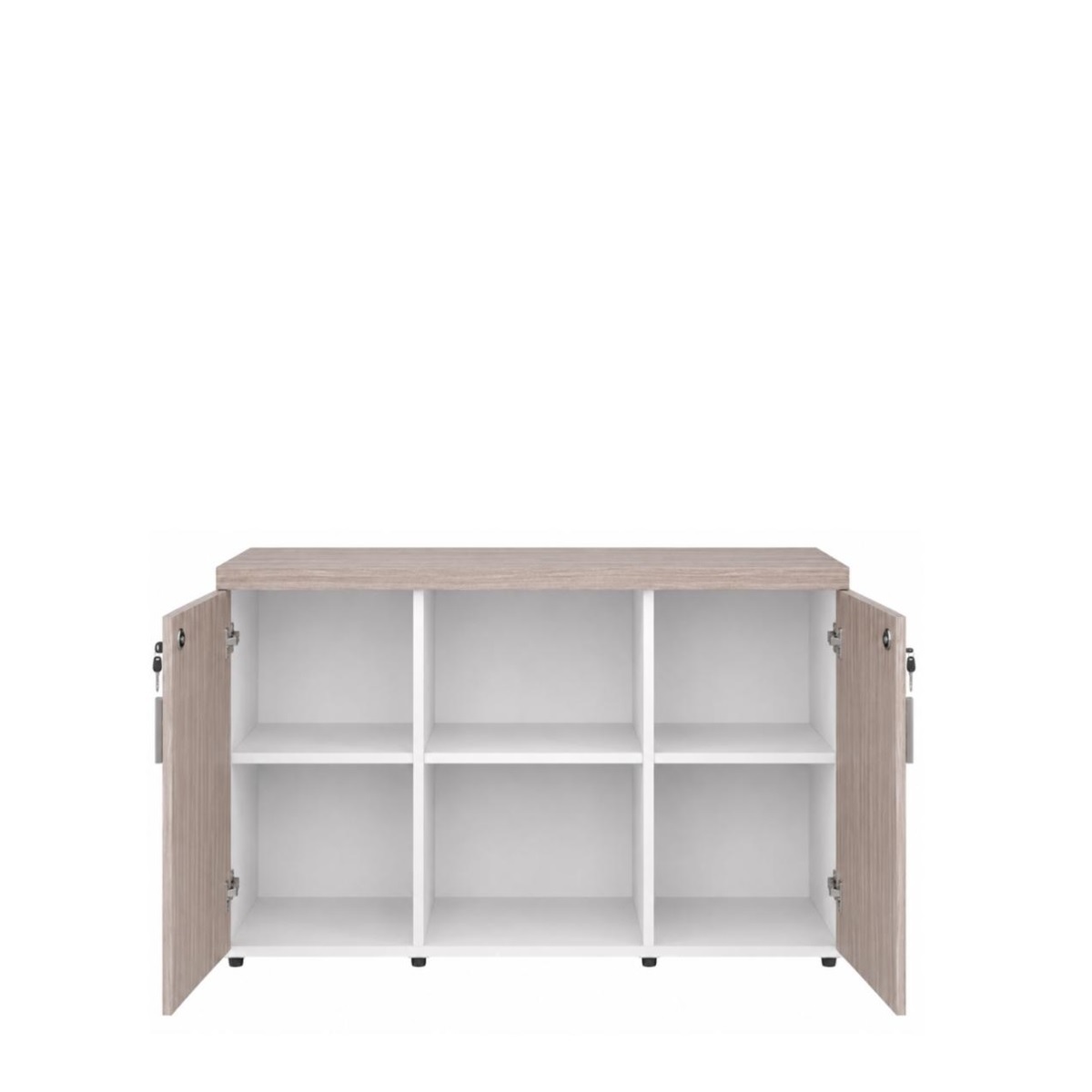 Armário Baixo Credenza com 2 Portas - Cor Fresno/Branco - 1009 - Imagem 3