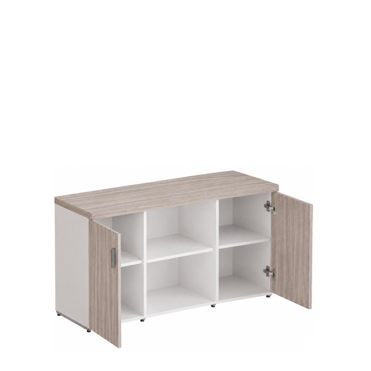 Armário Baixo Credenza com 2 Portas - Cor Fresno/Branco - 1009 - Imagem 2