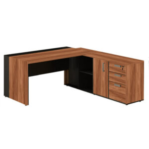 Mesa PRESIDENTE Armário Pedestal 1,82×1,80m NOGAL SEVILHA / PRETO – 1992