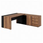 Mesa PRESIDENTE Armário Pedestal 1,82×1,80m NOGAL SEVILHA / PRETO –