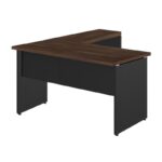 Mesa em “L” (Mesa 1,70m + Mesa Auxiliar) c/ 02 Gavetas – – Marsala / Preto - 1160