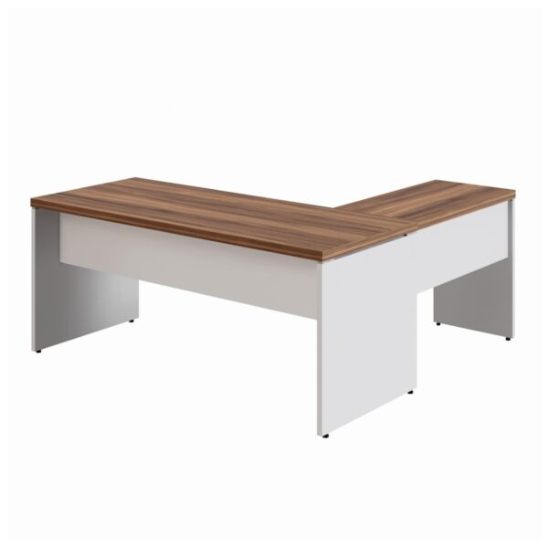 Mesa em L (Mesa 1,50m + Mesa Auxiliar) – S/ Gavetas – NOGAL SEVILHA/BRANCO - 2222 - Image 2