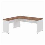 Mesa em L (Mesa 1,50m + Mesa Auxiliar) – S/ Gavetas – NOGAL SEVILHA/BRANCO - 2222