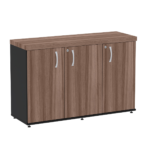 Armário com 3 portas Pandin Credenza PE40 121,50 cm (largura) em MDP Cor Walnut e Preto - 1363