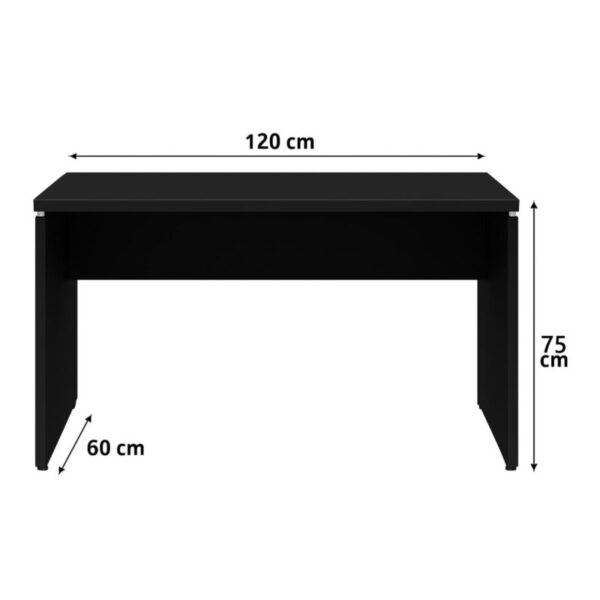 Mesa Escritório 1,20×0,60m – S/ Gavetas – PRETO/PRETO - Imagem 2