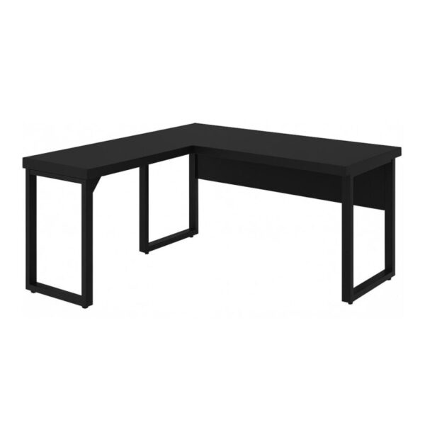 Mesa em L PÉ QUADRO (1,70×0,70m + Mesa Auxiliar) – S/ Gavetas – PRETO / PRETO - 1480