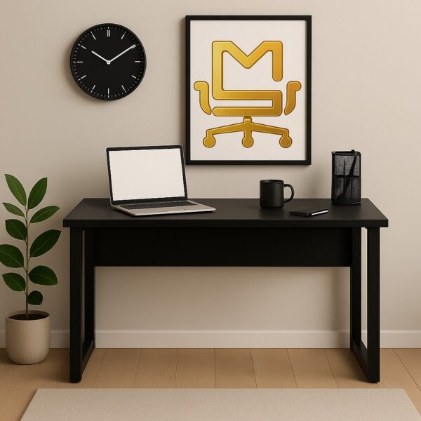 Mesa Escritório PÉ QUADRO – 1,50×0,60m – S/ Gavetas – PRETO / PRETO - 1477 - Imagem 2