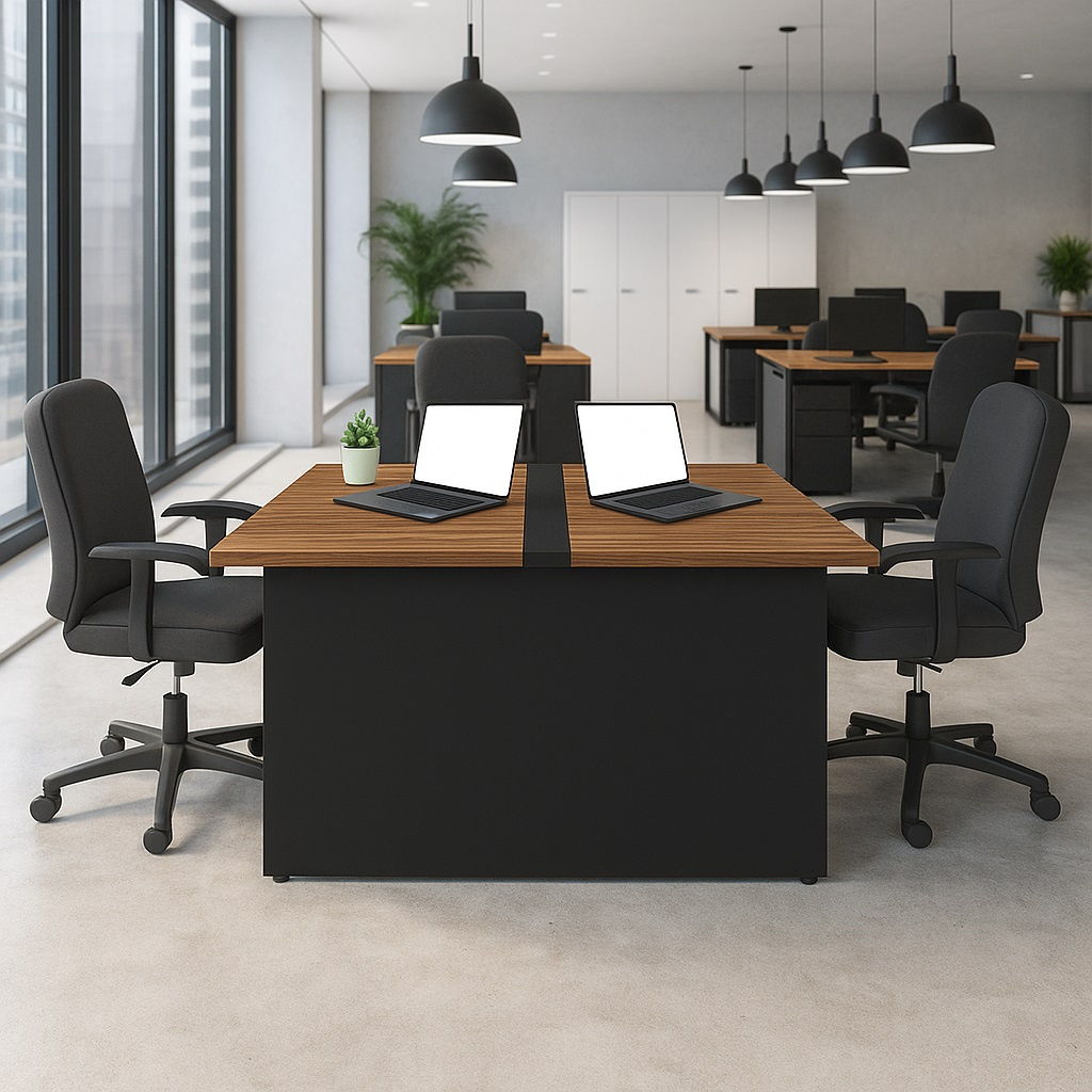 Mesa Plataforma dupla s/ Div.1,20X1,32 Nogal/Preto - 1229.1 - Imagem 4