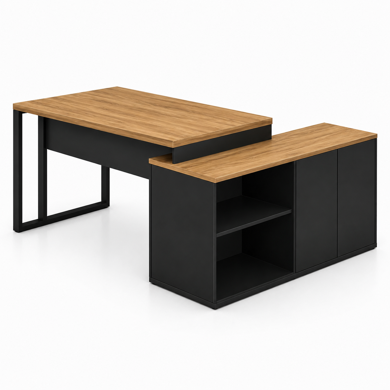 Mesa Diretorzinho c/ armario embutido 1,72m Pé Metalico Sevilha/Preto - 1918