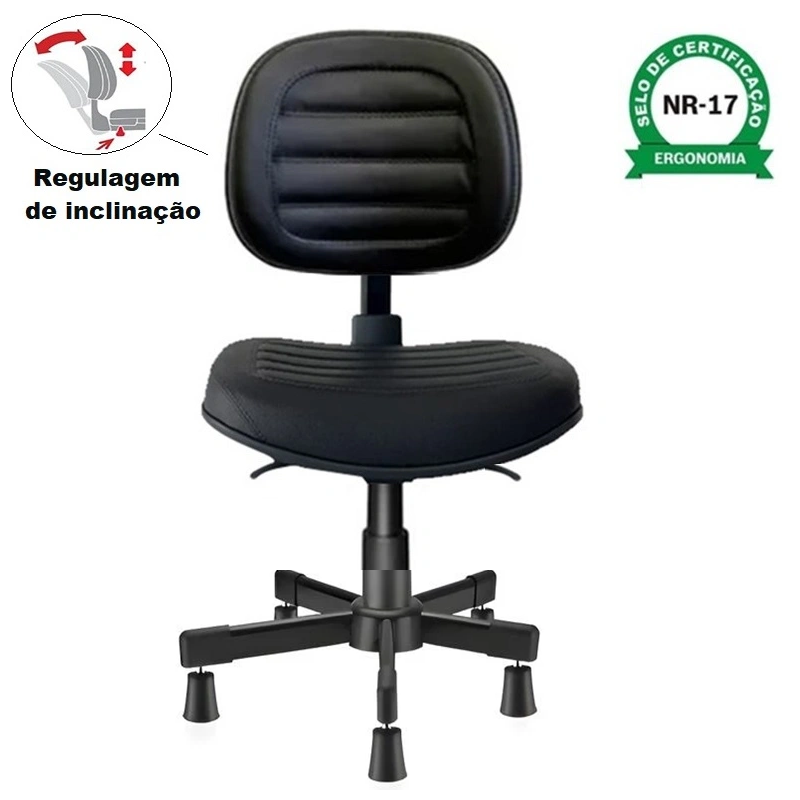 Cadeira para costureira executiva costurada Back System - preto - 2402.2